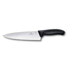 Нож разделочный VICTORINOX SwissClassic, широкое лезвие 20 см, чёрный, в картонном блистере