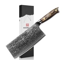 Нож из дамасской стали для мяса Keemake 7 Inch Cleaver Knife Green Gem, бежевый