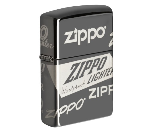 Зажигалка ZIPPO Classic с покрытием Black Ice®, латунь/сталь, чёрная, глянцевая, 38x13x57 мм