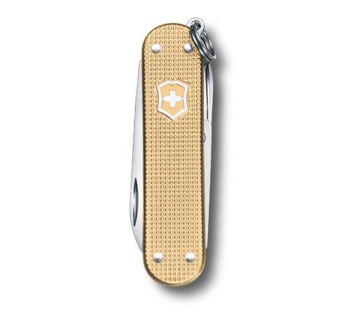 Нож-брелок VICTORINOX Classic Alox, 58 мм, 5 функций, алюминиевая рукоять, золотистый