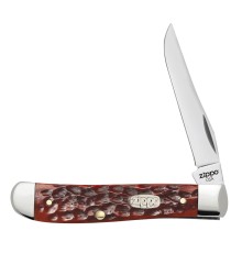 Нож перочинный ZIPPO Chestnut Bone Standard Jigged Mini Trapper, 89 мм, коричневый + ЗАЖИГАЛКА 207