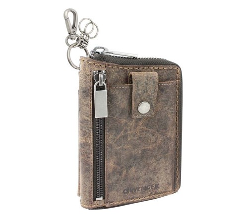Портмоне WENGER Arizona, на молнии, коричневый, воловья кожа, 11,5×2,5×16,5 см