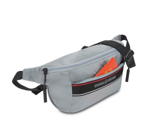 Сумка на пояс SWISSGEAR, светло-серая, полиэстер с плетением рип-стоп, 38 x 5 x 15 см