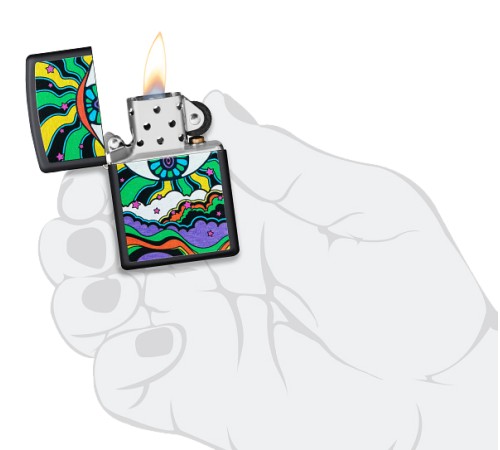 Зажигалка ZIPPO Black Light Eye с покрытием Black Matte, латунь/сталь, чёрная, матовая, 38x13x57 мм
