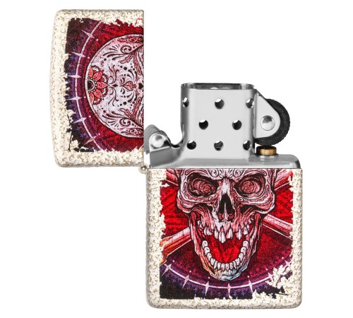 Зажигалка ZIPPO Skull Design с покрытием Mercury Glass, латунь/сталь, белая, 38x13x57 мм
