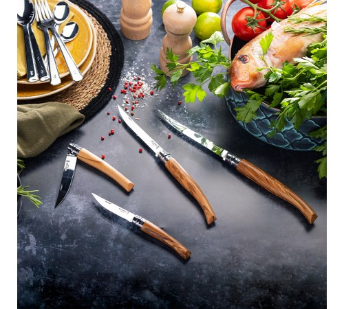 Нож филейный Opinel №12, нержавеющая сталь, рукоять оливковое дерево