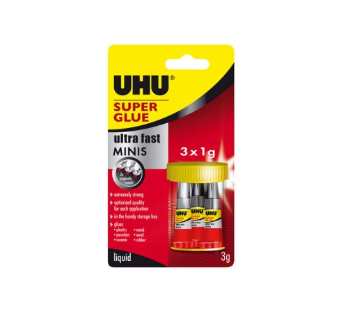Клей универсальный UHU Super Glue, 1 мл, 3 шт, блистер