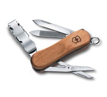 Нож-брелок VICTORINOX NailClip Wood 580, 65 мм, 6 функций, деревянная рукоять