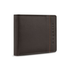 Портмоне BUGATTI Banda, с защитой данных RFID, коричневое, кожа козы/полиэстер, 10,5х2х8,3 см