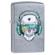 Зажигалка ZIPPO Skull Headphone с покрытием Street Chrome™, латунь/сталь, серебристая, 38x13x57 мм