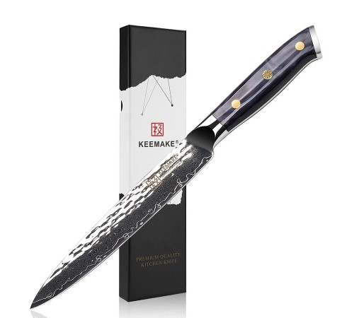 Нож разделочный из дамасской стали Keemake 8 Inch Carving Knife, синий