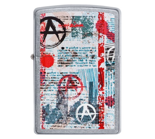 Зажигалка ZIPPO Anarchy Design с покрытием Street Chrome™, латунь/сталь, серебристая, 38x13x57 мм