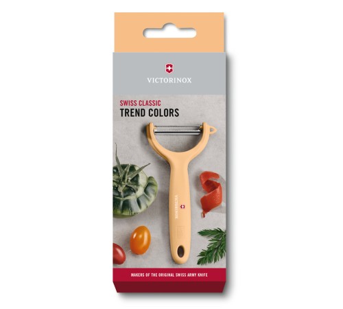 Нож для чистки томатов и киви VICTORINOX, двусторонее зубчатое лезвие, бежевая рукоять