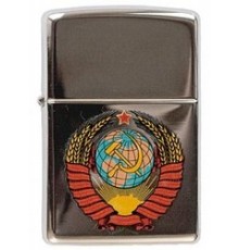 Зажигалка ZIPPO Герб СССР, с покрытием High Polish Chrome, латунь/сталь, серебристая, 38x13x57 мм