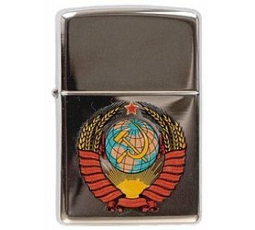 Зажигалка ZIPPO Герб СССР, с покрытием High Polish Chrome, латунь/сталь, серебристая, 38x13x57 мм