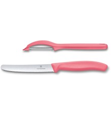 Набор из 2 ножей VICTORINOX Swiss Classic: нож для овощей и столовый нож 11 см, малиновая рукоять