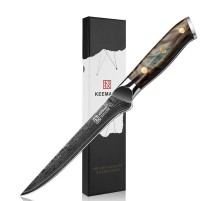 Нож обвалочный из дамасской стали Keemake 6 Inch Boning Knife Green Gem, бежевый