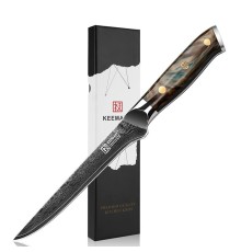 Нож обвалочный из дамасской стали Keemake 6 Inch Boning Knife Green Gem, бежевый
