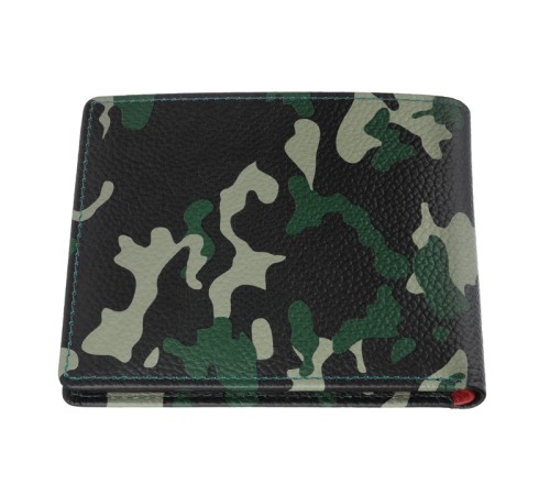 Портмоне ZIPPO, зелёно-чёрный камуфляж, натуральная кожа, 10,8×2,5×8,6 см