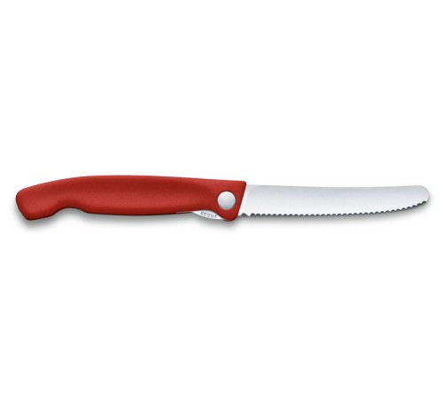 Нож для овощей VICTORINOX SwissClassic, складной, лезвие 11 см с волнистой заточкой, красный