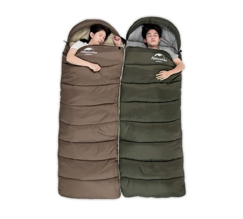 Спальный мешок Naturehike U Series Двойной хлопок осень-зима Brown U350 молния слева, 6927595767221BL