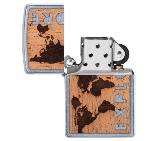 Зажигалка ZIPPO WOODCHUCK с покрытием Street Chrome™, латунь/сталь/дерево, серебристая, 38x13x57 мм