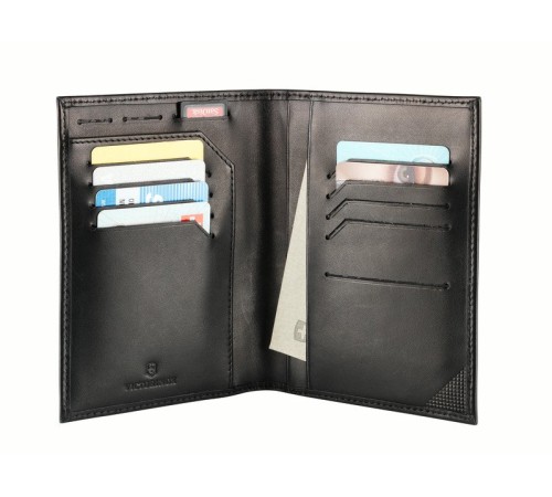 Обложка для паспорта VICTORINOX Altius Edge Leibnitz с защитой RFID, чёрная, кожа наппа, 11x2x15 см