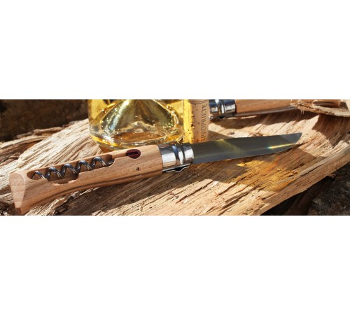 Нож Opinel №10, нержавеющая сталь, рукоять из бука, со штопором, 001410
