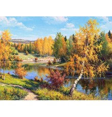 Картина мозаикой с нанесенной рамкой 40х50 И.ПРИЩЕПА. ЗОЛОТАЯ ОСЕНЬ (30 цветов)