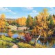 Картина мозаикой с нанесенной рамкой 40х50 И.ПРИЩЕПА. ЗОЛОТАЯ ОСЕНЬ (30 цветов)