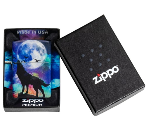 Зажигалка ZIPPO Wolf Design с покрытием 540 Matte, латунь/сталь, разноцветная, матовая, 38x13x57 мм