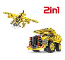 Конструктор Qihui Mechanical Master 2 в 1 Самосвал и Самолет (361 деталь)