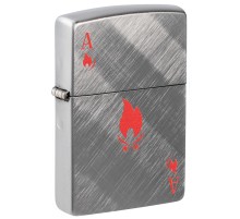 Зажигалка ZIPPO Ace Design с покрытием Brushed Chrome, латунь/сталь, серебристая, 38x13x57 мм