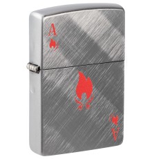 Зажигалка ZIPPO Ace Design с покрытием Brushed Chrome, латунь/сталь, серебристая, 38x13x57 мм