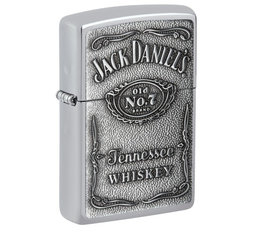 Зажигалка ZIPPO Jack Daniels® с покрытием High Polish Chrome, латунь/сталь, серебристая, 38x13x57 мм