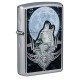 Зажигалка ZIPPO Howling Wolf с покрытием Street Chrome, латунь/сталь, серебристая, 38x13x57 мм