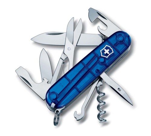 Нож перочинный VICTORINOX Climber, 91 мм, 14 функций, полупрозрачный синий