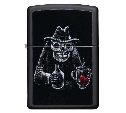 Зажигалка ZIPPO Bar Skull Design с покрытием Black Matte, латунь/сталь, чёрная, матовая, 38x13x57 мм