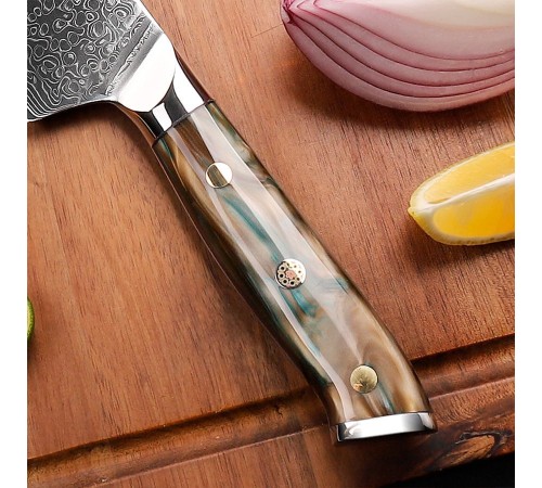 Нож из дамасской стали для овощей Keemake 7 Inch Nakiri Knife, бежевый