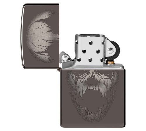 Зажигалка ZIPPO Screaming Monster с покрытием Black Ice®, латунь/сталь, черная, 38x13x57 мм