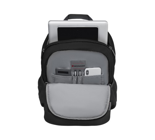 Рюкзак WENGER Quadma 16'', черный, полиэстер, 33x17x43 см, 22 л