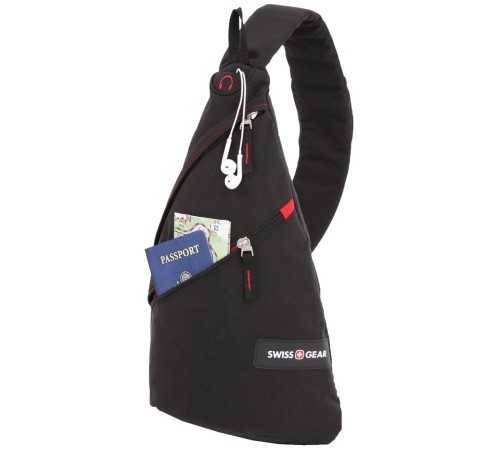 Рюкзак SWISSGEAR с одним плечевым ремнем, черный/красный, 25x15x45 см, 7 л