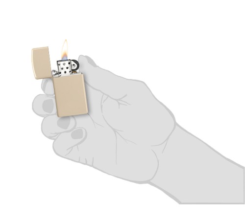 Зажигалка ZIPPO Slim® с покрытием Flat Sand, латунь/сталь, бежевая, матовая, 29x10x60 мм