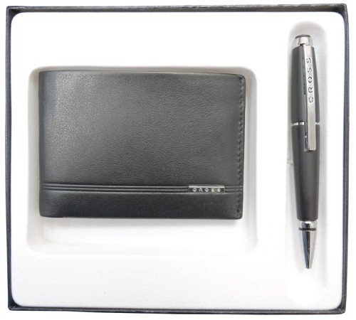 Набор подарочный Cross, черный, 2 пр. Состав набора: портмоне и ручка.