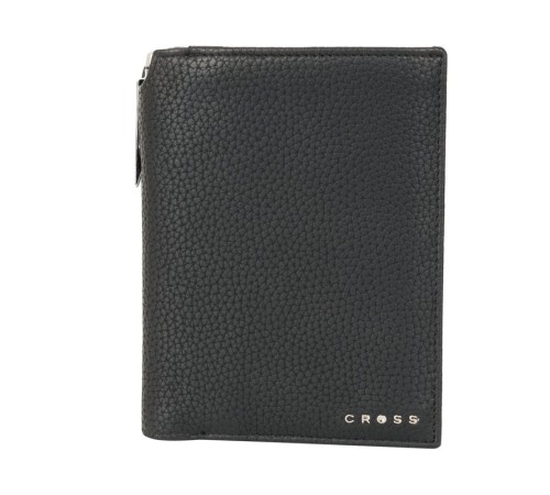 Бумажник для документов Cross Nueva Management Black, с ручкой Cross, кожа наппа, фактурная, черный