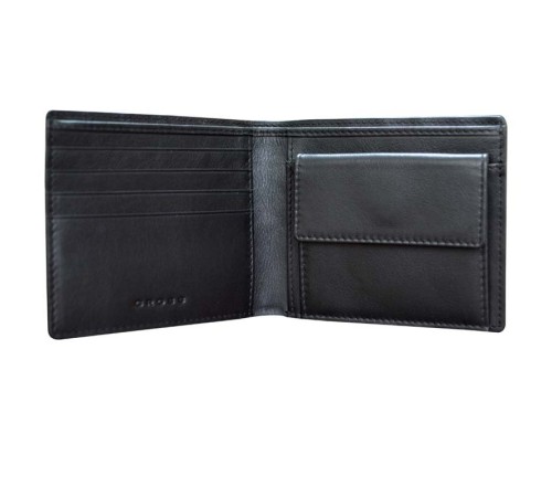 Кошелёк Cross Grabado, кожа наппа, фактурная, чёрный, 11 х 1,5 х 9 см