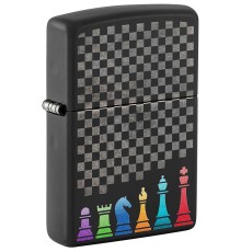 Зажигалка ZIPPO Chess Pieces с покрытием Black Matte, латунь/сталь, черная 38x13x57 мм