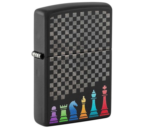Зажигалка ZIPPO Chess Pieces с покрытием Black Matte, латунь/сталь, черная 38x13x57 мм