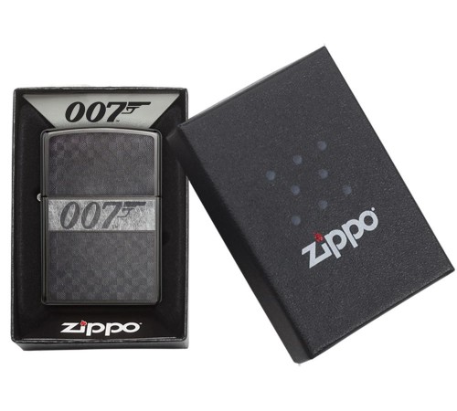 Зажигалка ZIPPO James Bond 007™ с покрытием Black Ice®, латунь/сталь, чёрная, глянцевая, 38x13x57 мм