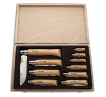 Набор Opinel в деревянной коробке с крышкой из 10 ножей разных размеров из нержав стали, 001311